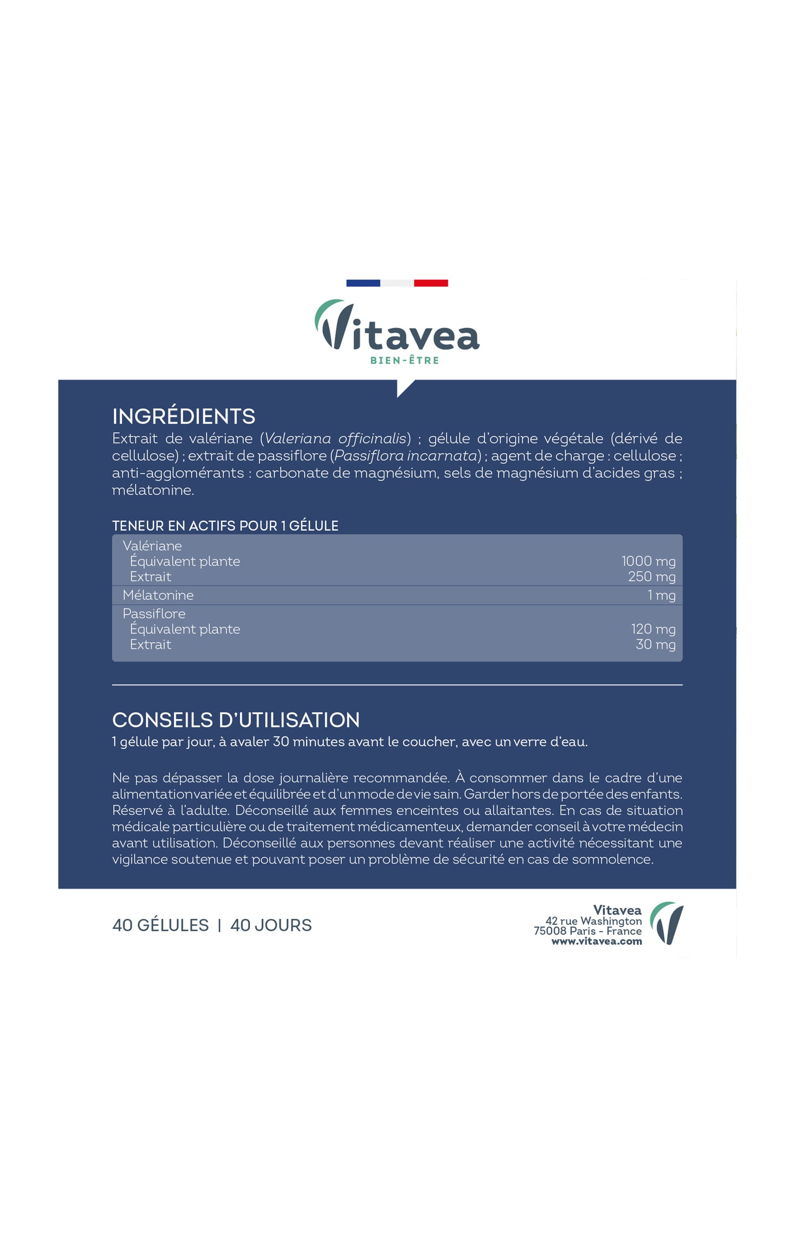 Cure endormissement rapide - Mélatonine, valériane & passiflore - 40 jours