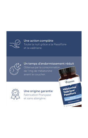Cure endormissement rapide - Mélatonine, valériane & passiflore - 40 jours