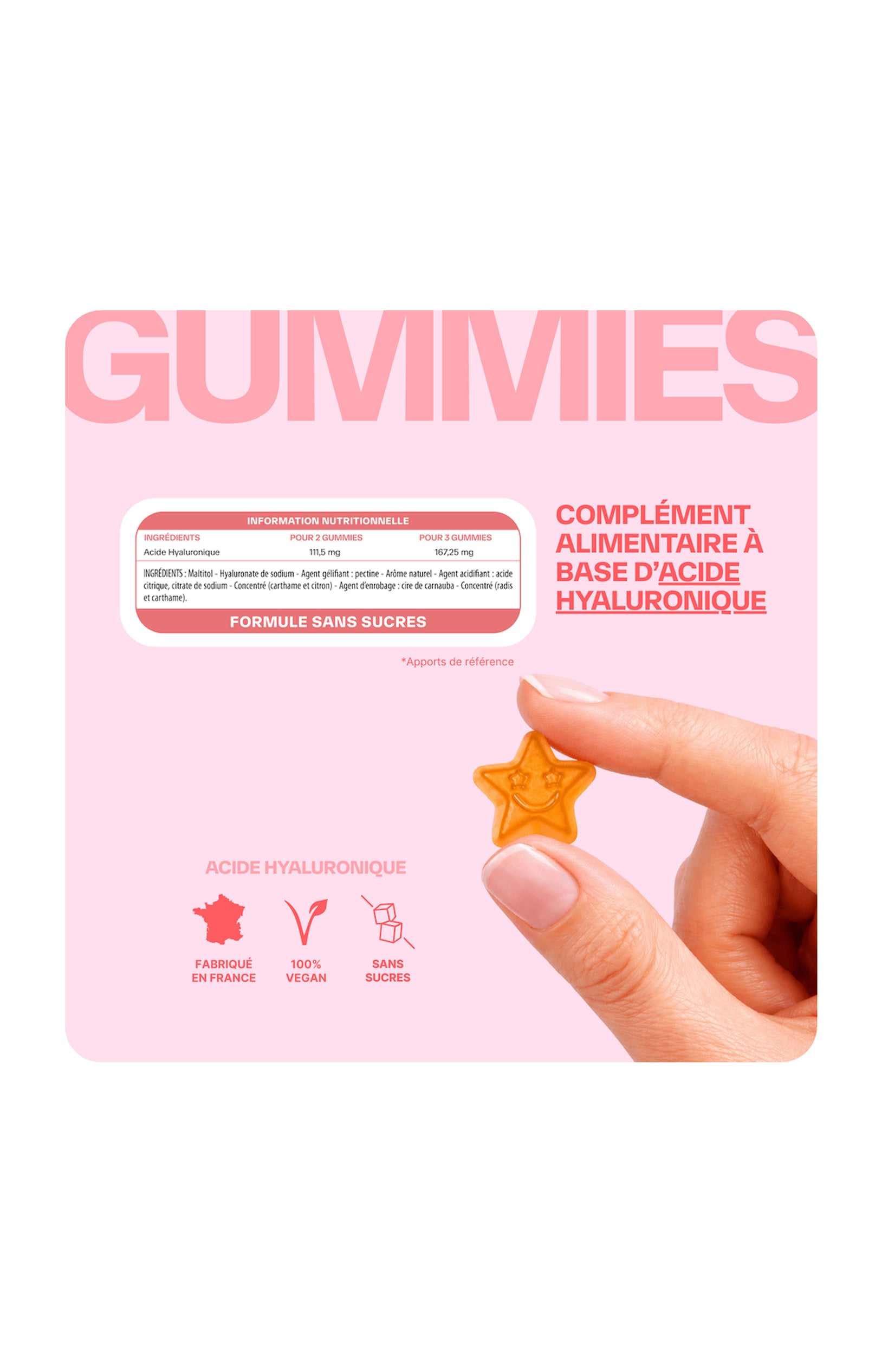 Gummies beauté - Acide hyaluronique - Mangue - 1 mois