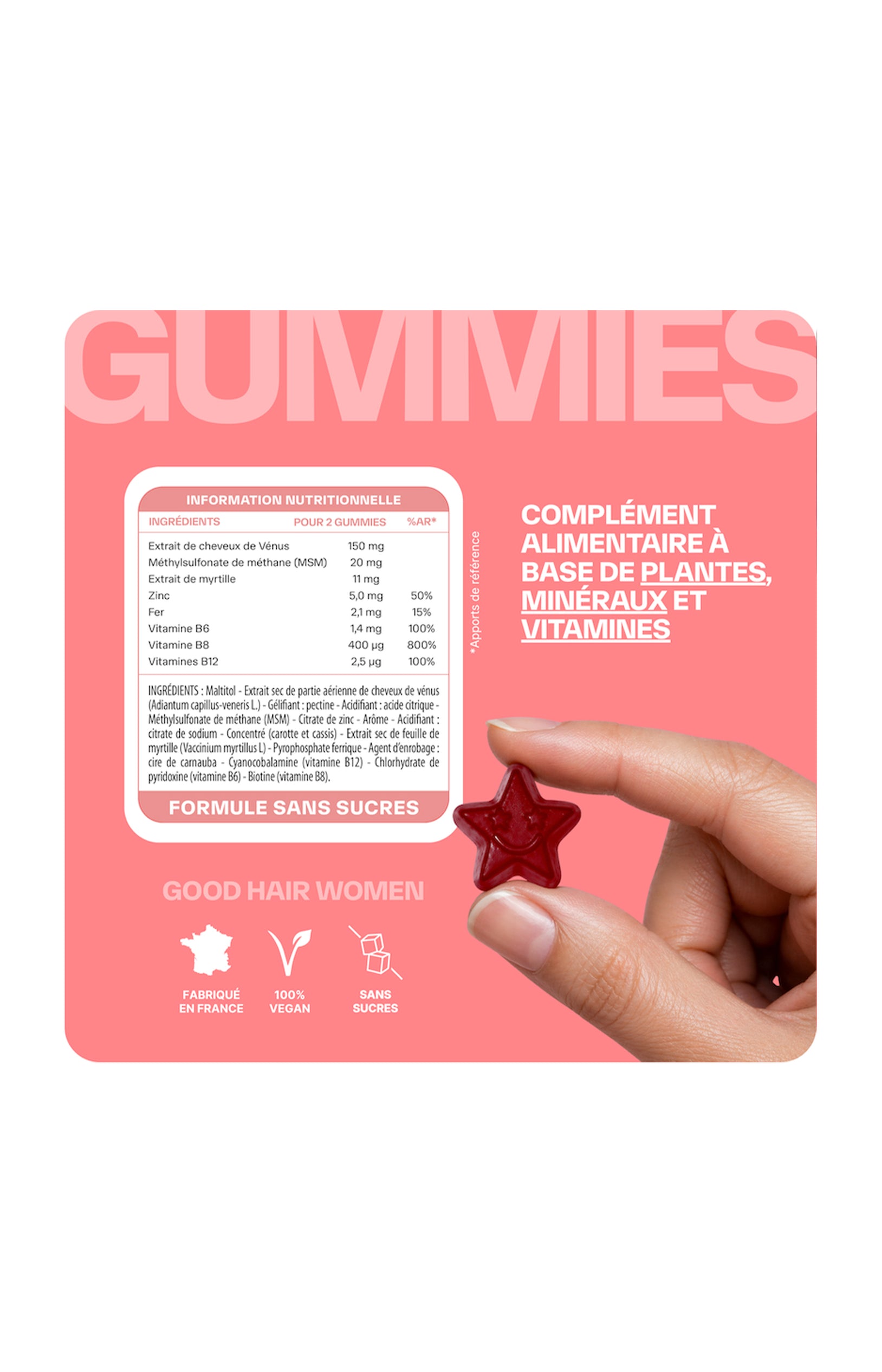 Gummies force des cheveux - Good Hair Women - Fruits rouges - 1 mois