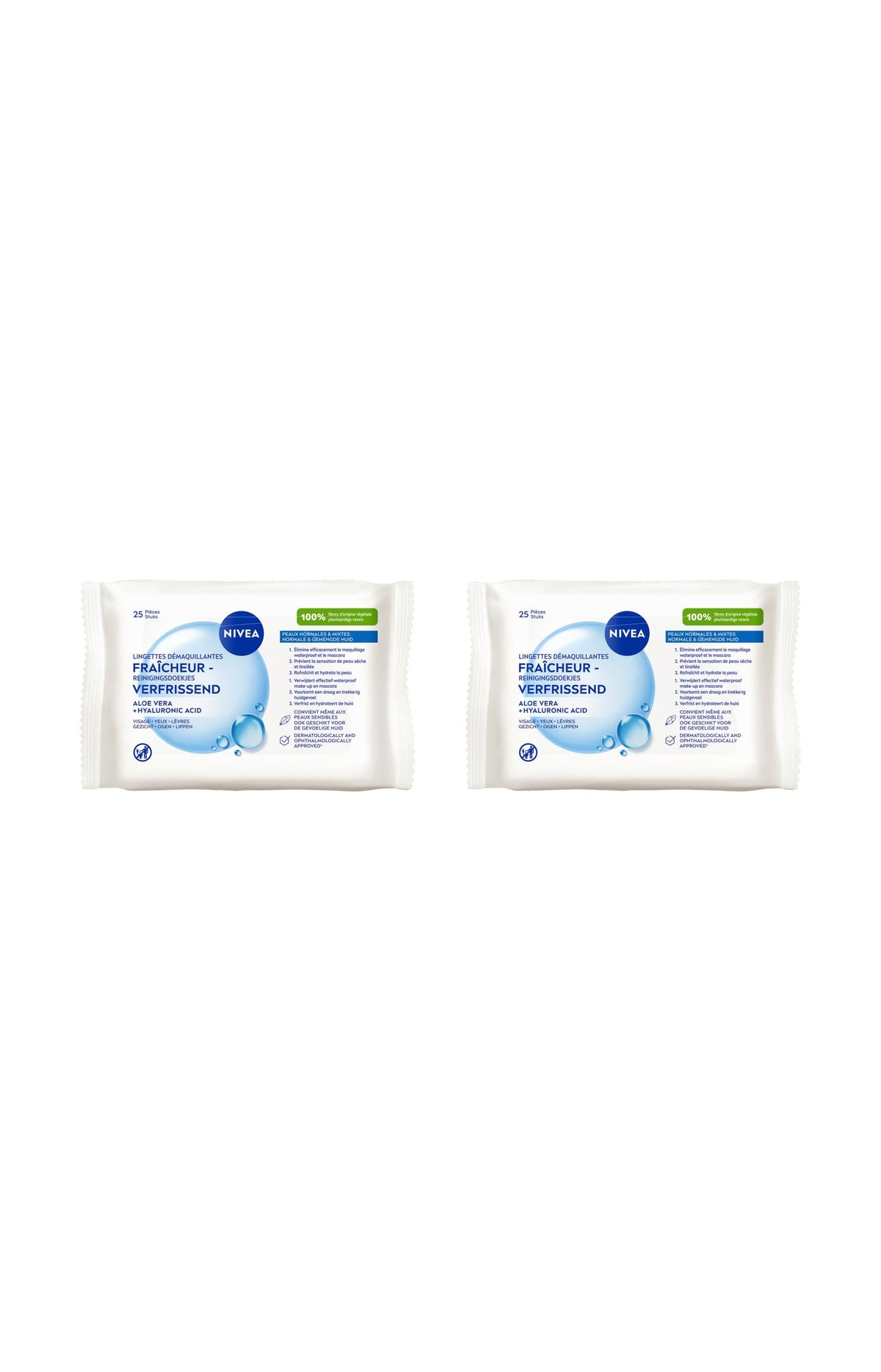 2 lots de 20 lingettes démaquillantes - Efficacité Waterproof