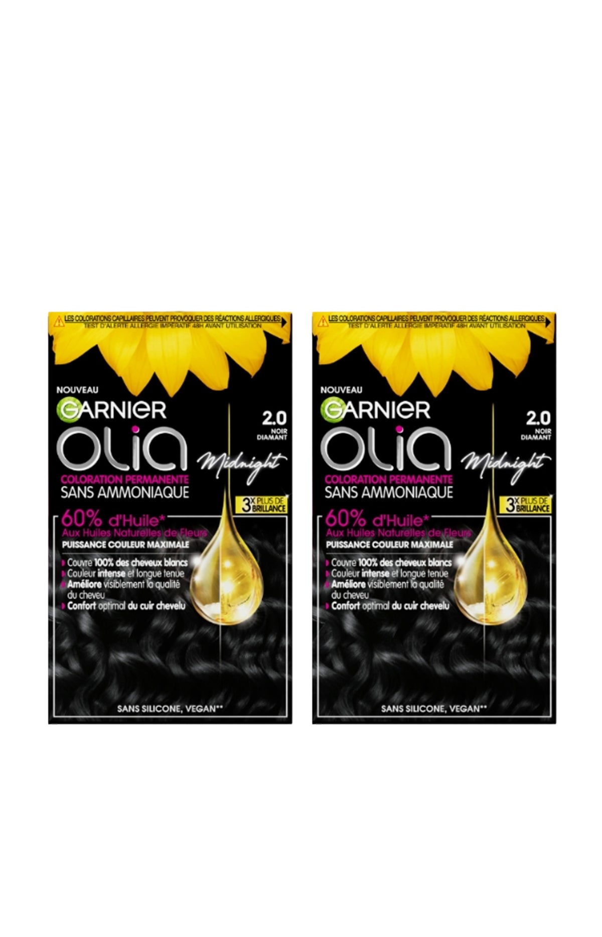 2 colorations permanentes - 2.0 noir diamant - Sans ammoniaque