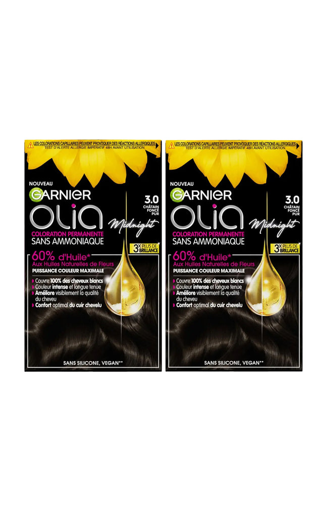 2 kits colorations permanentes - 3.00 châtain foncé pur