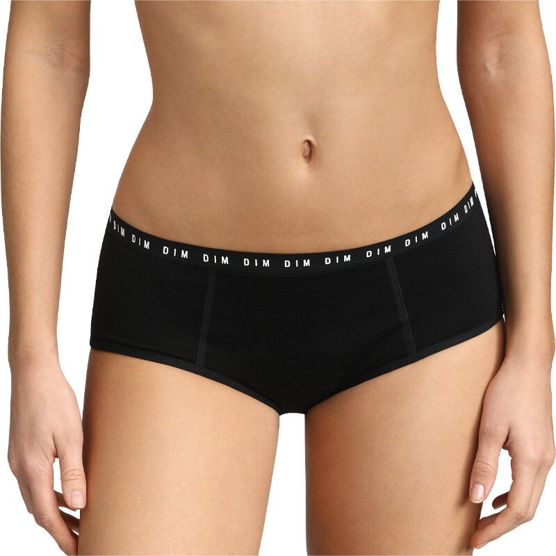 Shorties menstruels en coton bio - Flux abondants - 1 unité-Noir