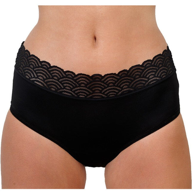 Culotte menstruelle dentelle - Flux légers à moyens -Noir