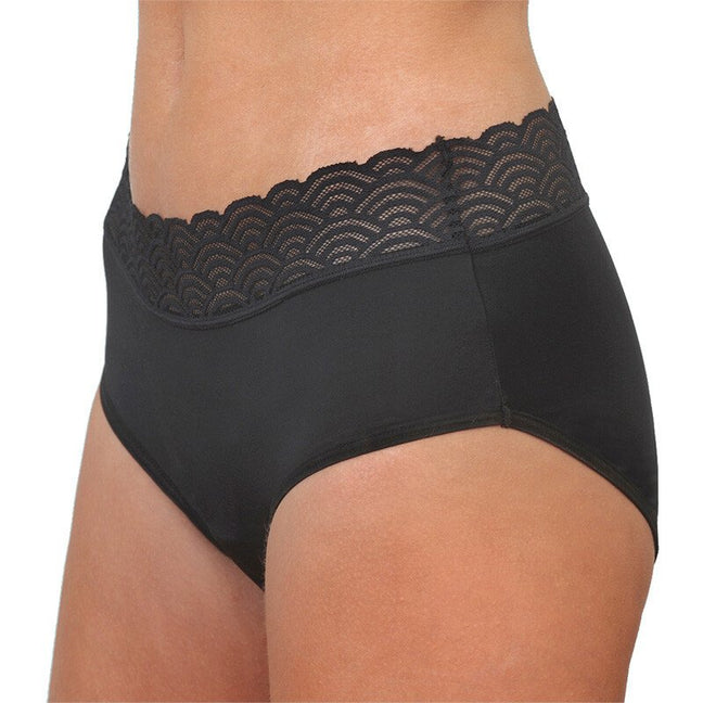 Culotte menstruelle dentelle - Flux légers à moyens -Noir