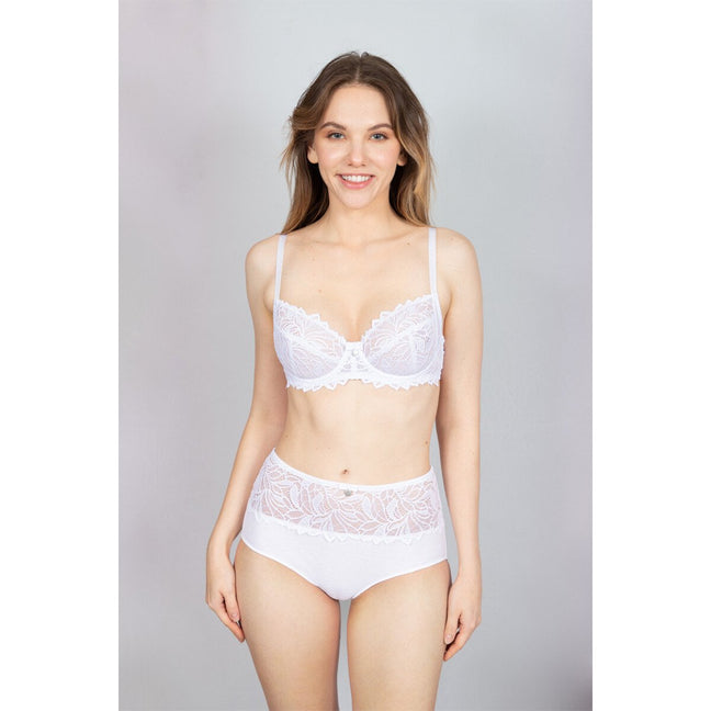 Culotte à dentelle taille haute - Rosana  - Blanc
