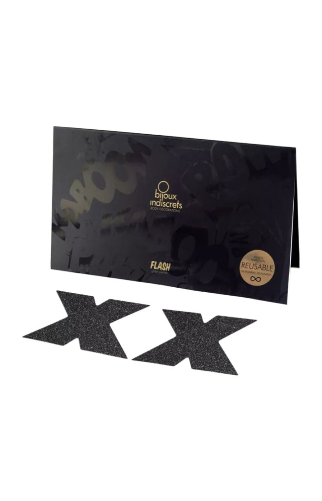 Bijoux de seins - Flash croix - Noir
