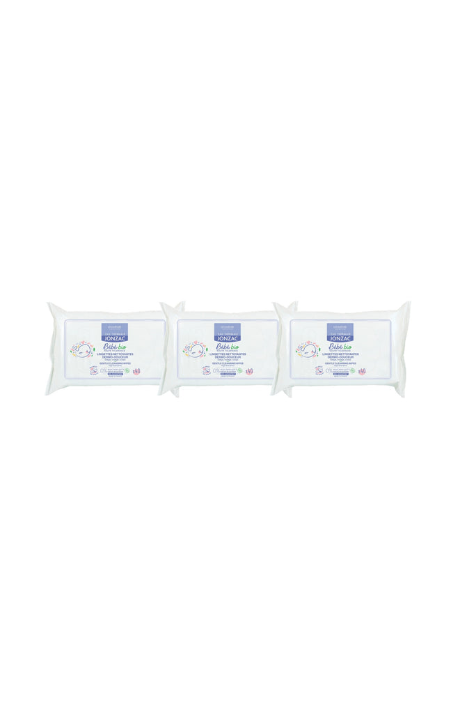 Lingettes nettoyantes bio dermo-douceur - Visage & corps - Bébé - 3 x 40 unités