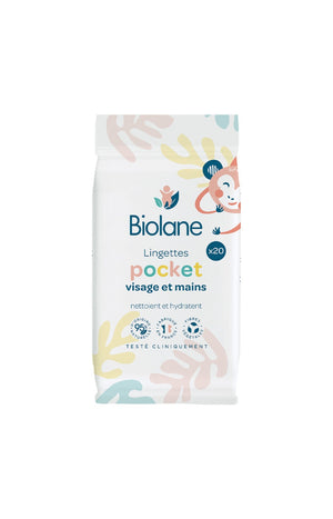 Lingettes nettoyantes pocket - Visage & mains - Bébé - 6 x 20 unités