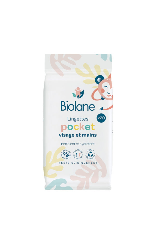Lingettes nettoyantes pocket - Visage & mains - Bébé - 6 x 20 unités