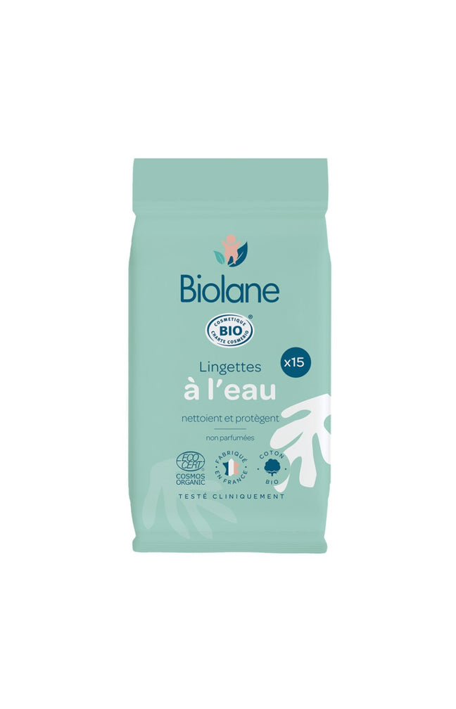 Lingettes nettoyantes bio à l'eau pocket - Visage & corps - Bébé - 6 x 15 unités