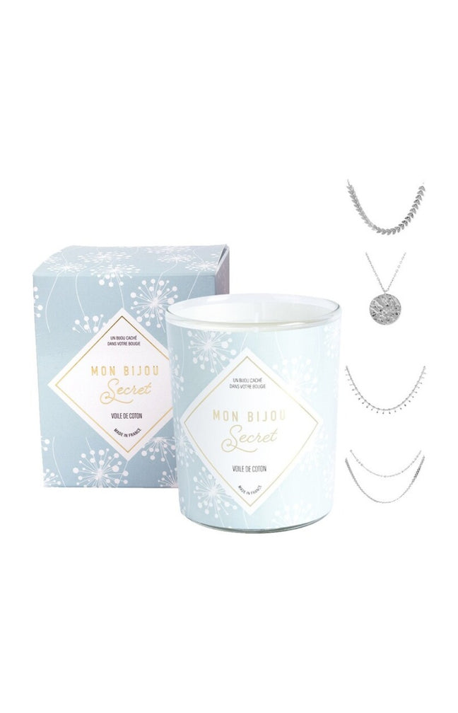 Bougie parfumée - Voile de coton - Collier argenté - 40h