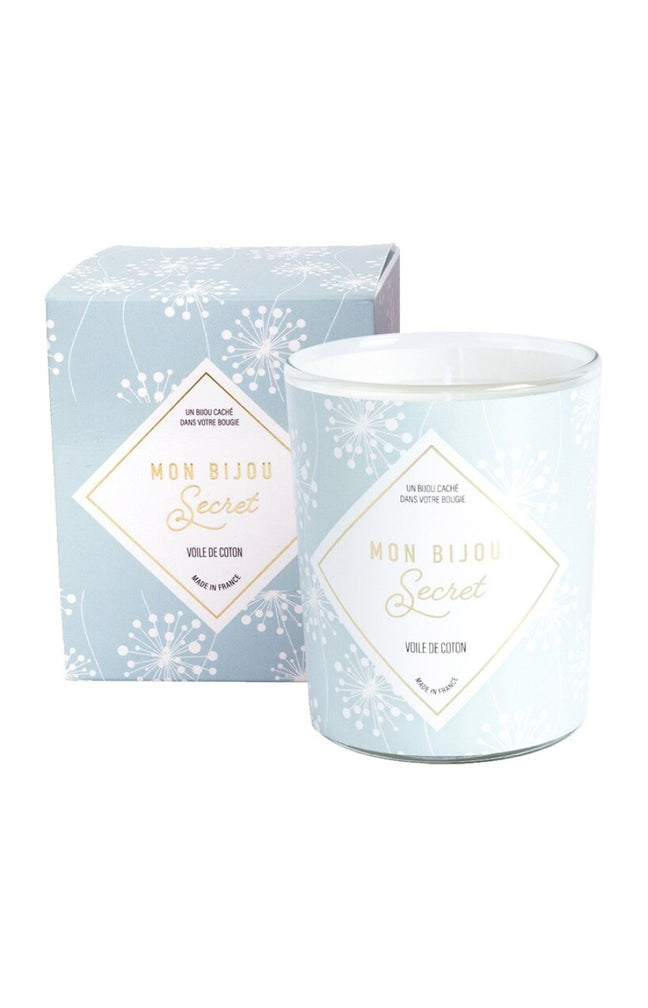 Bougie parfumée - Voile de coton - Collier argenté - 40h