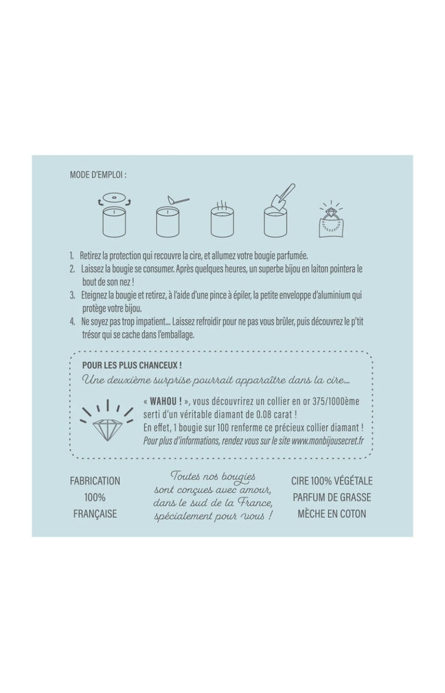 Bougie parfumée - Voile de coton - Collier argenté - 40h