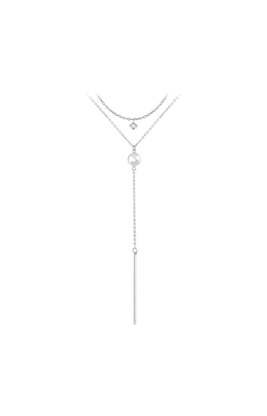 Duo colliers Angèle M - Acier inoxydable & cristaux - Argenté