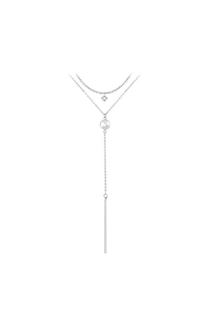 Duo colliers Angèle M - Acier inoxydable & cristaux - Argenté