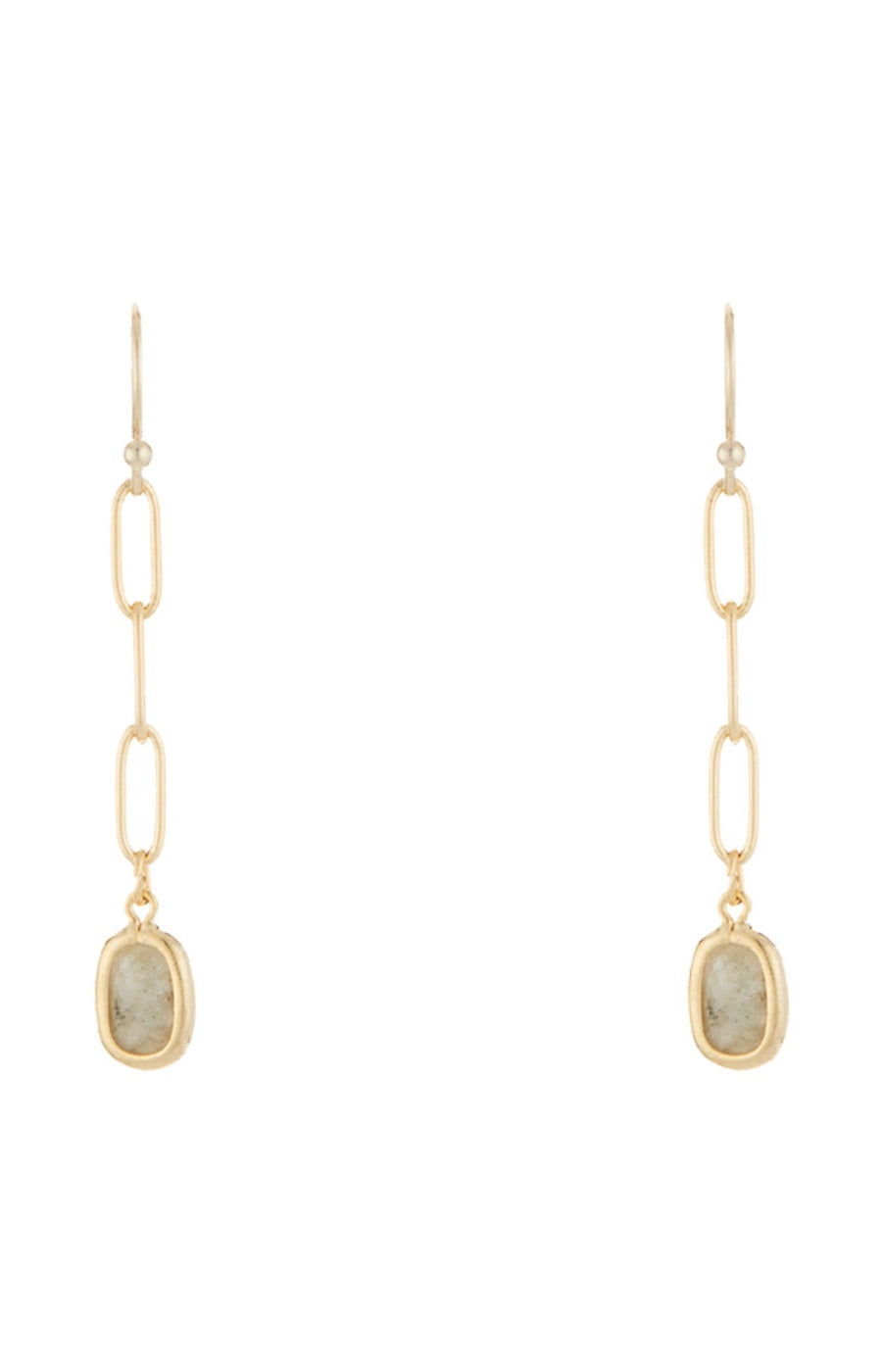 Boucles d'oreilles Saïna - Laiton doré & labradorite