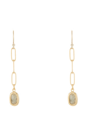 Boucles d'oreilles Saïna - Laiton doré & labradorite