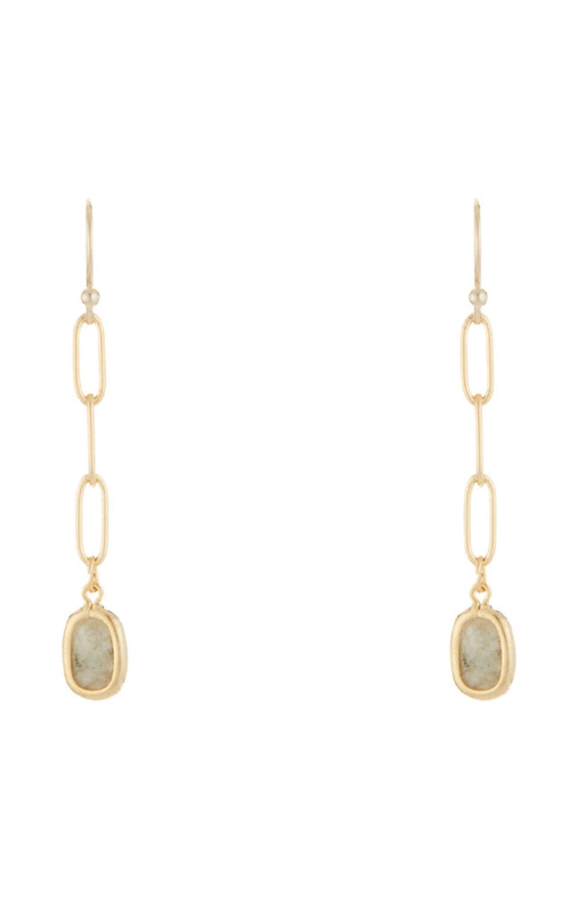 Boucles d'oreilles Saïna - Laiton doré & labradorite
