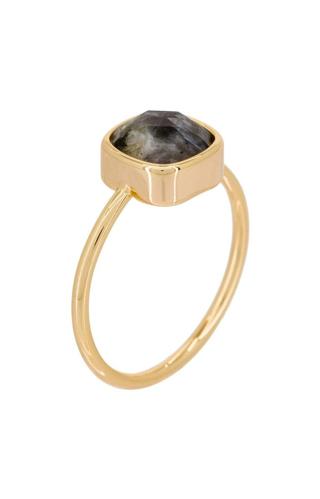 Bague Ella - Laiton doré & labradorite