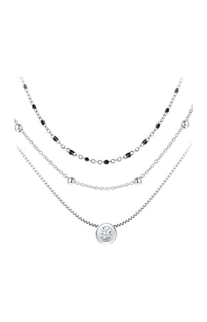 Trio de colliers - Acier inoxydable & cristaux - Argenté