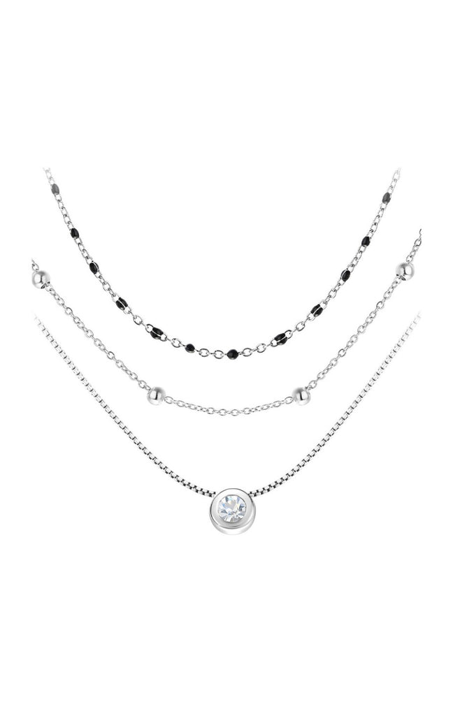 Trio de colliers - Acier inoxydable & cristaux - Argenté