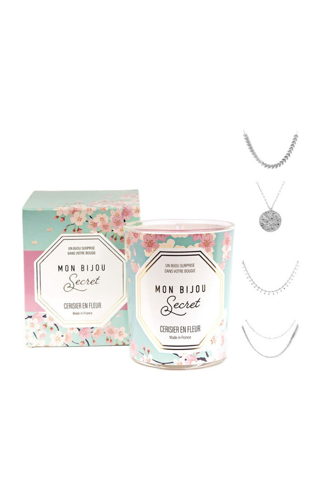 Bougie parfumée - Cerisier - Collier laiton argenté - 40h
