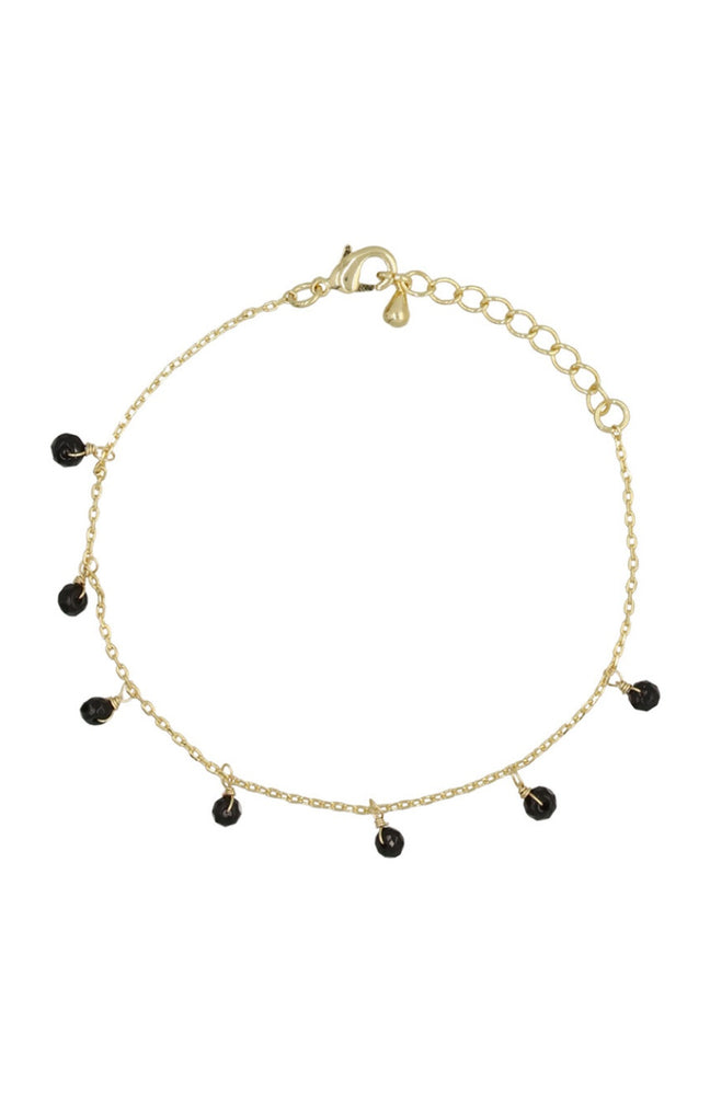 Bracelet Léa - Laiton doré & agate noire