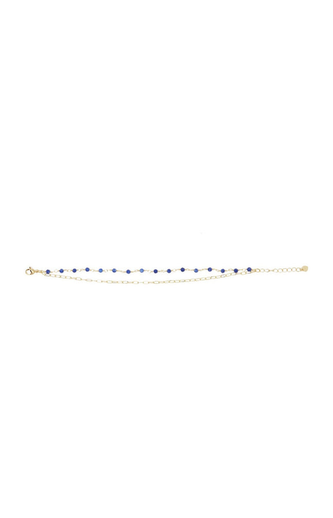 Bracelet Katalyna - Laiton doré & jade bleue