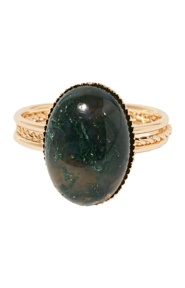 Bague ajustable Tiga - Laiton doré & olivine