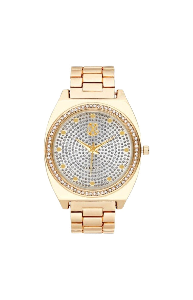 Montre à quartz en acier - Doré & blanc