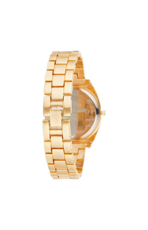 Montre à quartz en acier - Doré & blanc