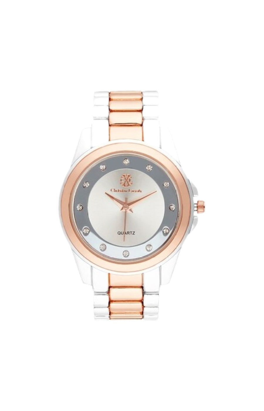Montre à quartz en acier - Argenté & doré rose