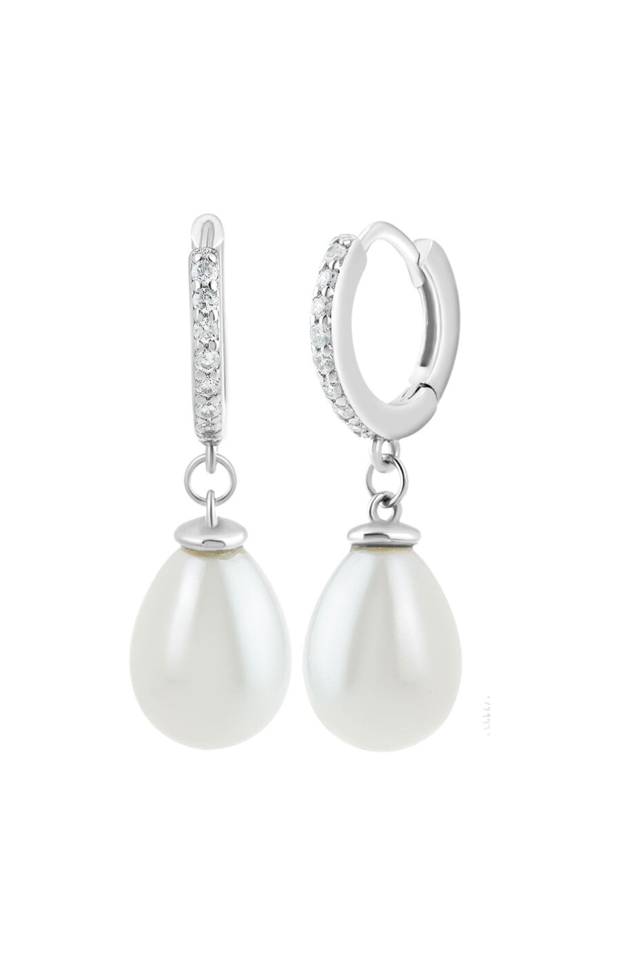Boucles d'oreilles perles - Laiton & zirconium - Argenté