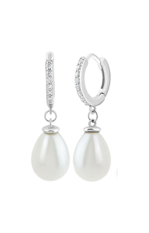 Boucles d'oreilles perles - Laiton & zirconium - Argenté