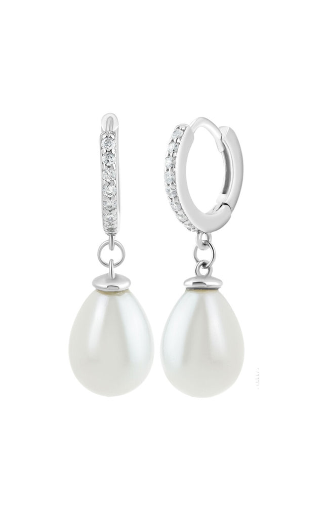 Boucles d'oreilles perles - Laiton & zirconium - Argenté