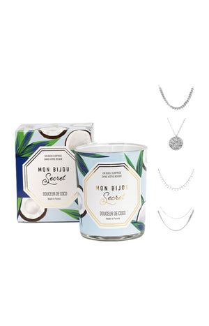 Bougie parfumée - Douceur de coco - Collier laiton argenté - 40h