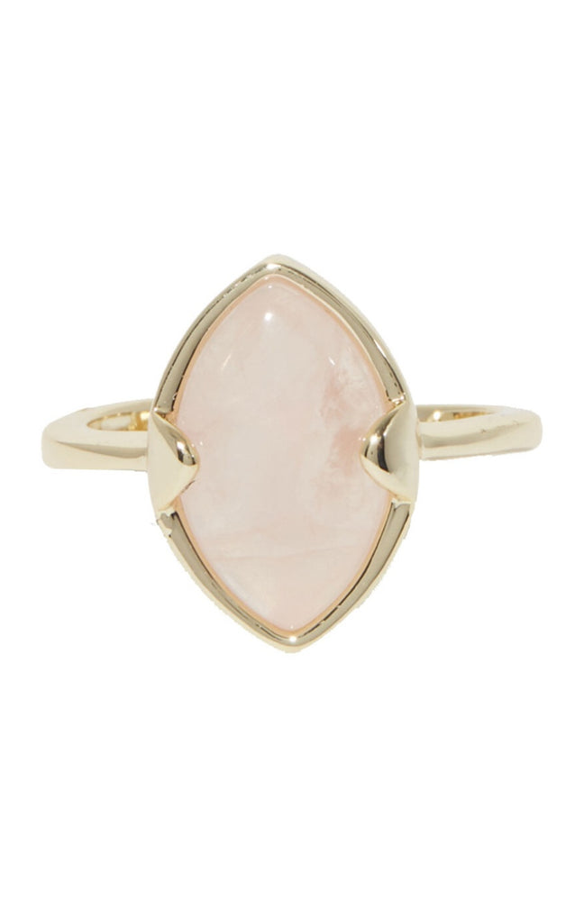 Bague ajustable Pauline - Laiton doré & quartz rose