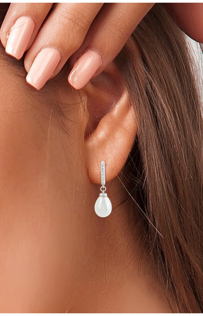 Boucles d'oreilles perles - Laiton & zirconium - Argenté