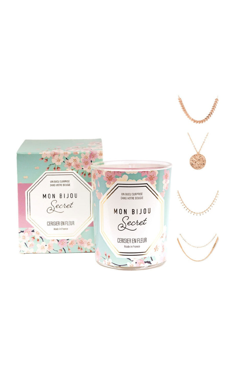 Bougie parfumée - Cerisier - Collier laiton doré - 40h