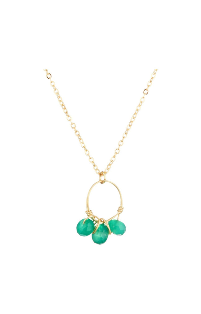 Collier Suzi - Laiton doré & agate verte
