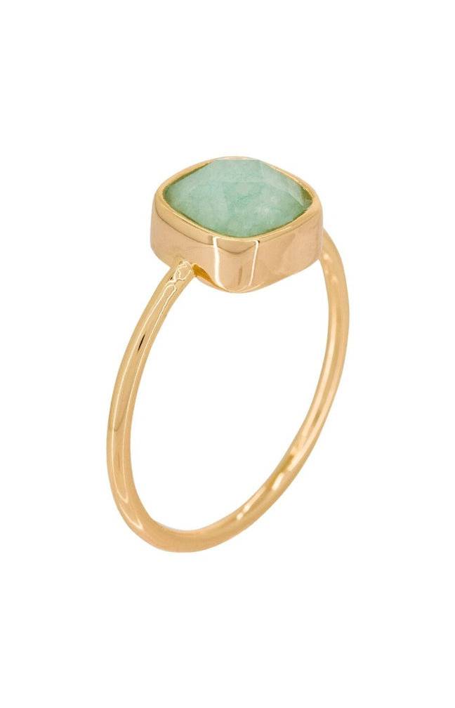 Bague Ella - Laiton doré & amazonite