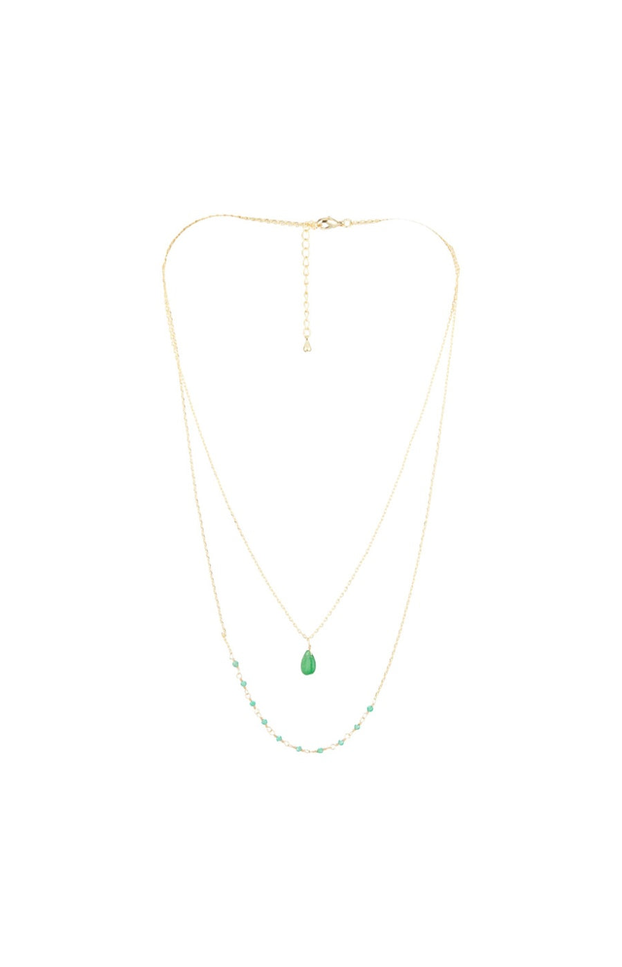 Collier Paola - Laiton doré & jade verte