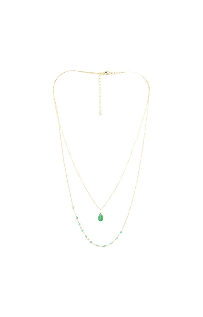 Collier Paola - Laiton doré & jade verte