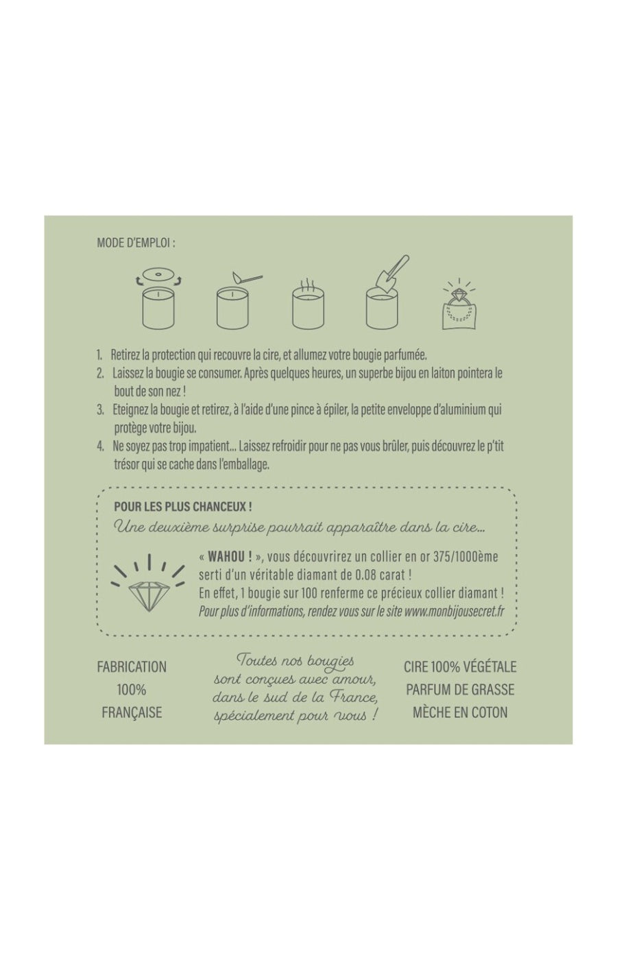 Bougie parfumée - Sous les frangipaniers - Collier laiton argenté - 40h