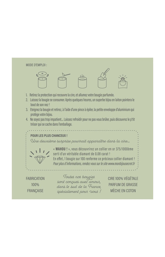 Bougie parfumée - Sous les frangipaniers - Collier laiton argenté - 40h