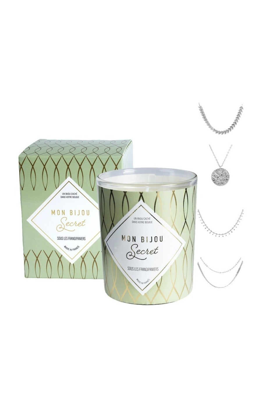 Bougie parfumée - Sous les frangipaniers - Collier laiton argenté - 40h