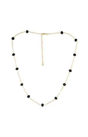 Collier Elisa - Laiton doré & jade noire