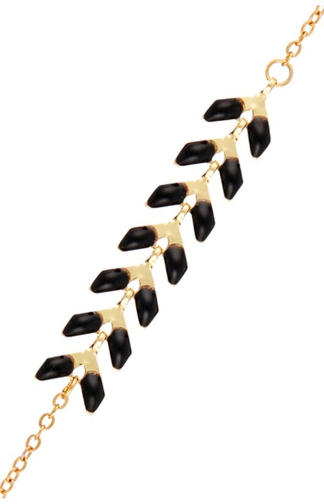 Bracelet Cerise - Laiton doré & époxy noire